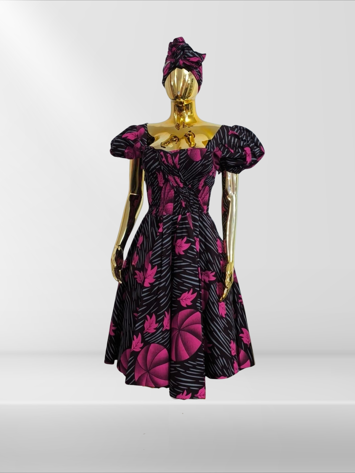 Wax print midi dress