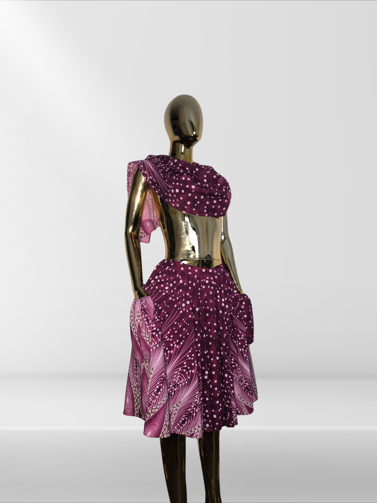 Jupe colorée à imprimé et foulard assorti