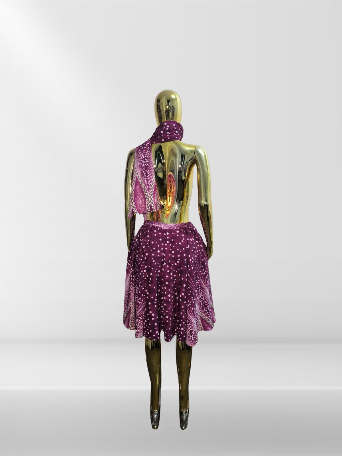 Jupe colorée à imprimé et foulard assorti