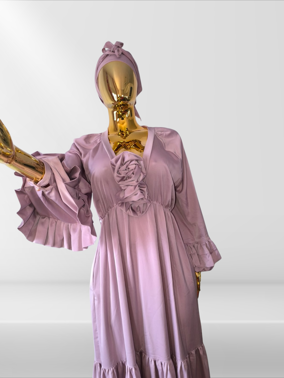Magnifique robe en soie avec foulard assorti