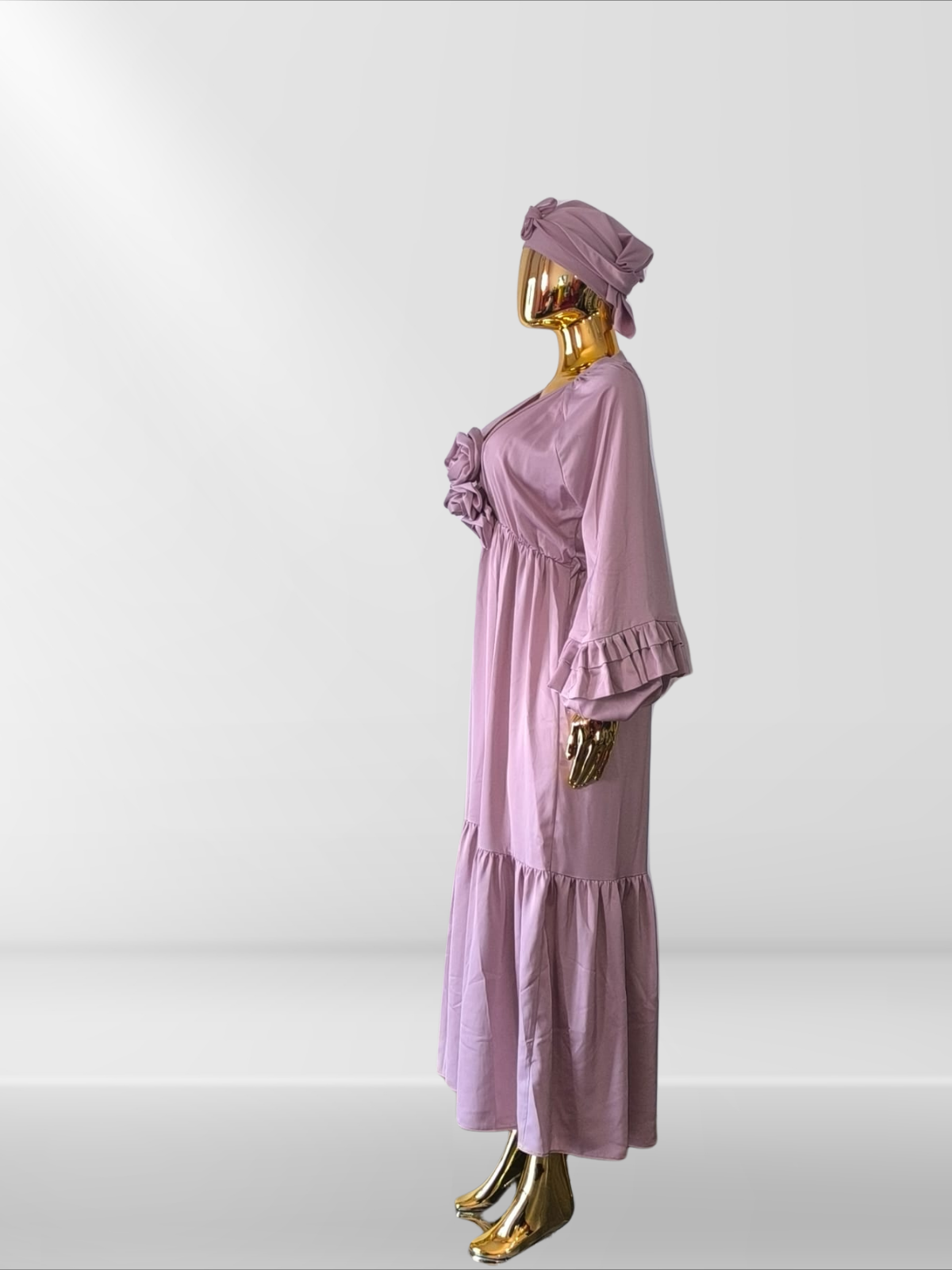 Magnifique robe en soie avec foulard assorti