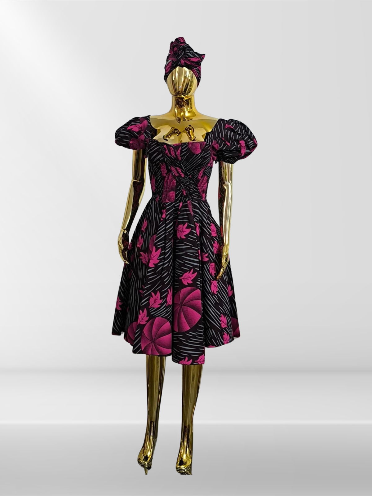 Wax print midi dress