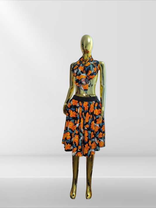 Jupe avec foulard assorti