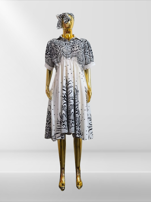 Robe bicolore - motif fleurie