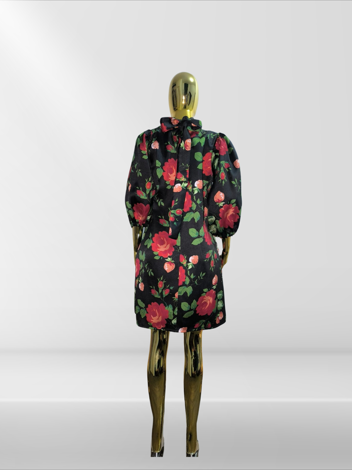 Robe Manche Bouffante motif fleur rouge taille 40, 42