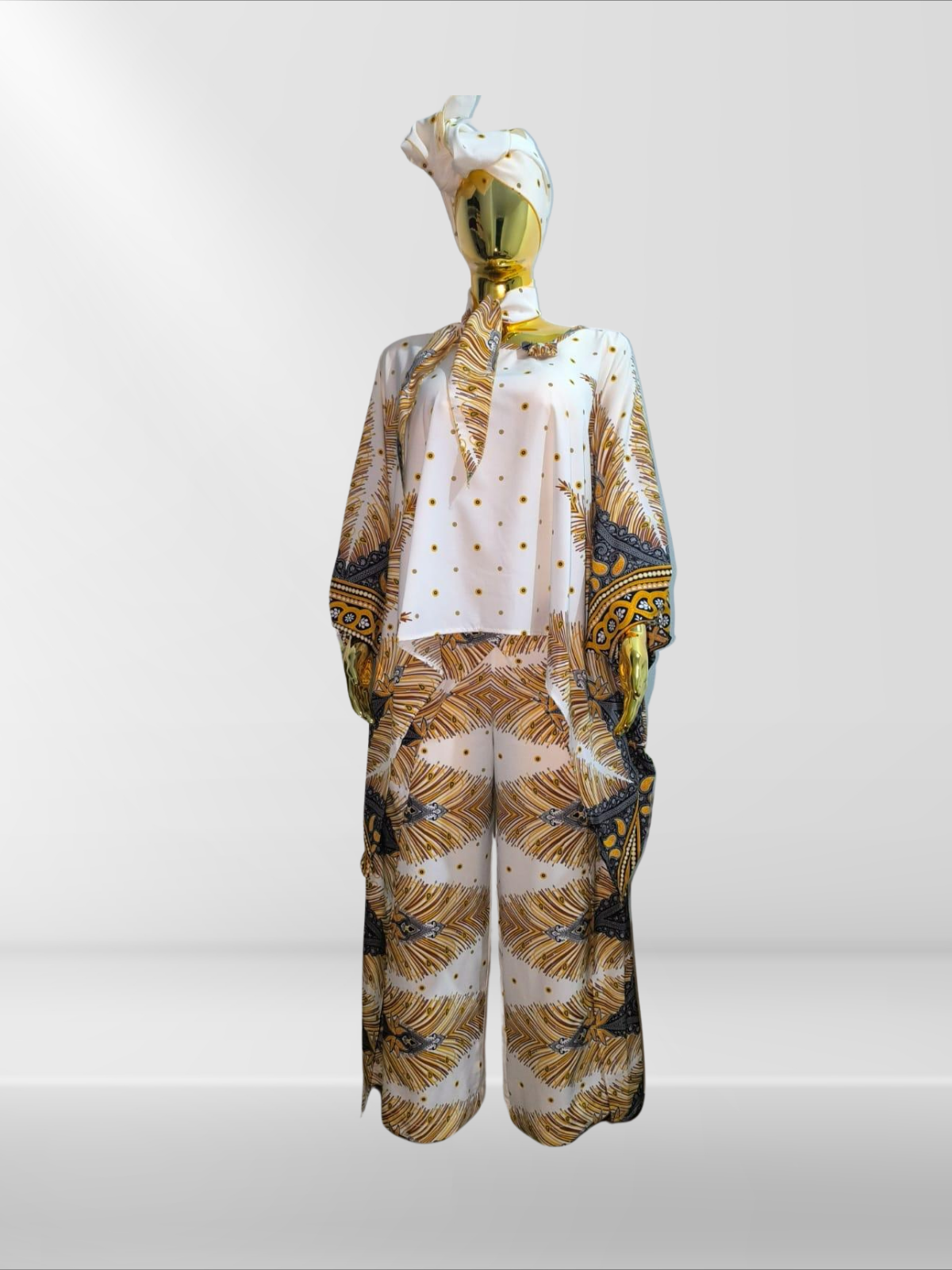 Ensemble pantalon et tunique avec foulard assorti