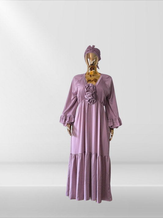 Magnifique robe en soie avec foulard assorti